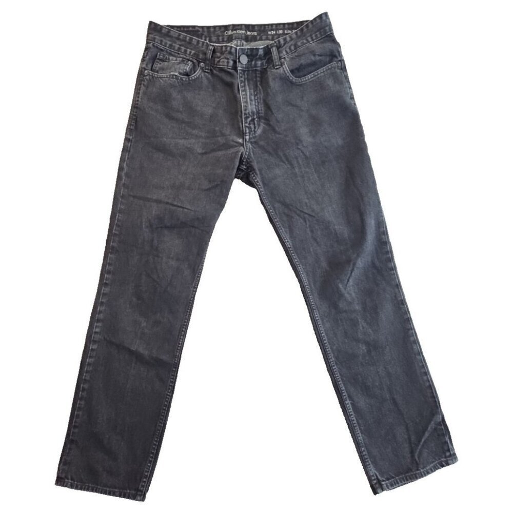 Calvin Klein Jeans Men's W34‎ L30 Slim Straight Leg Mid-Rise Black Denim EUC